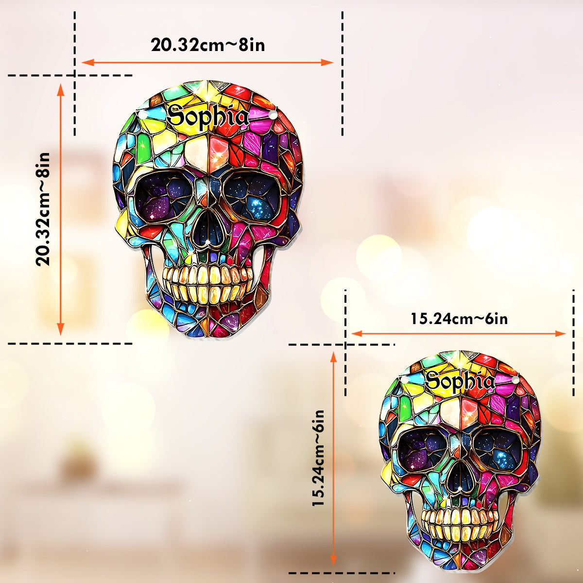 Colorful Skull - Personalized Skull Window Hanging Suncatcher Ornament