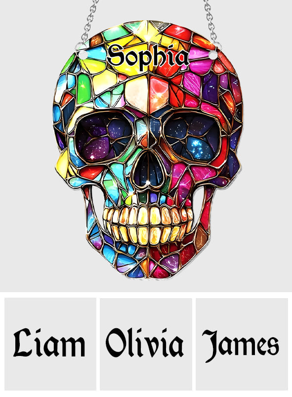 Colorful Skull - Personalized Skull Window Hanging Suncatcher Ornament