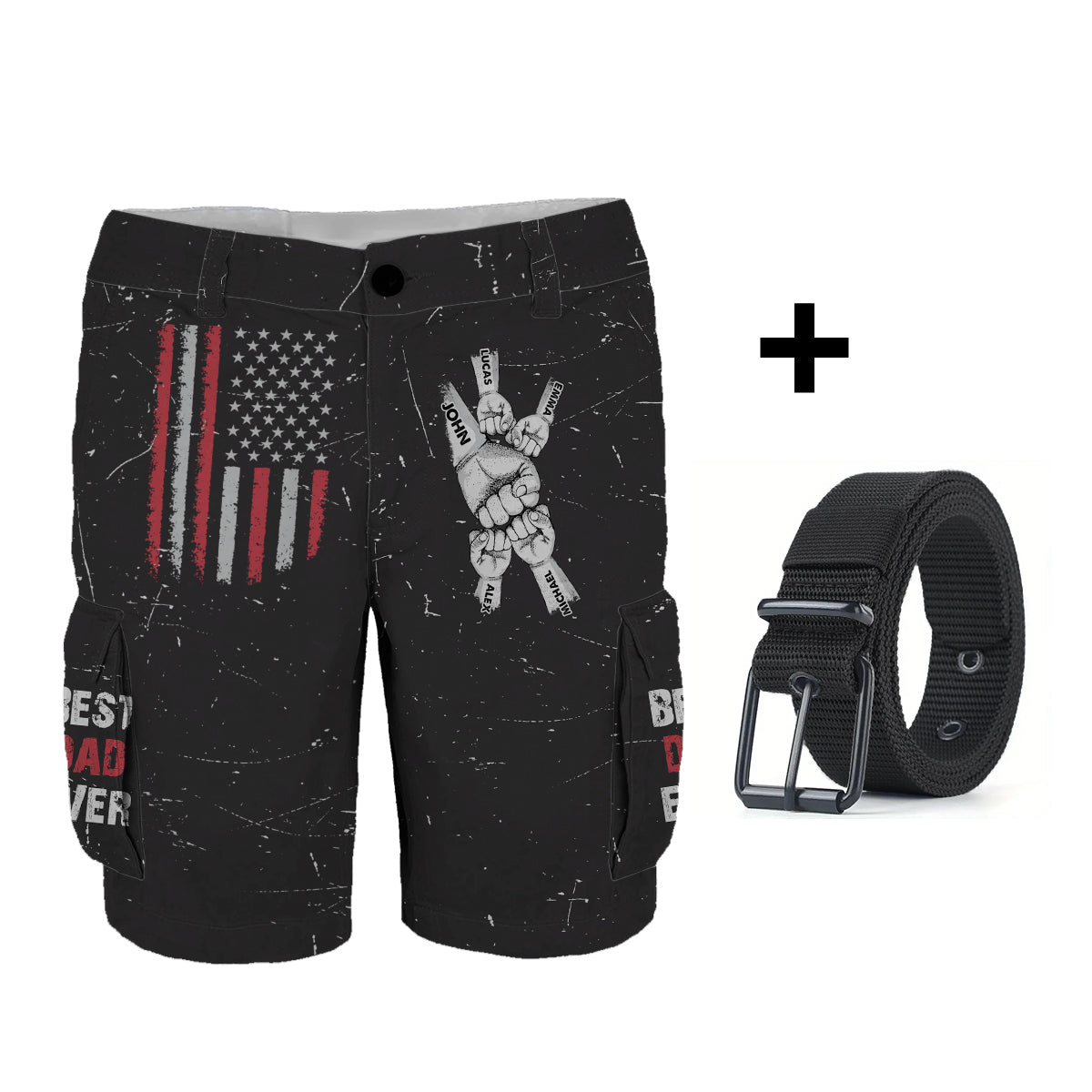 Best Dad Ever - Personalized Father Cargo Shorts With Belt