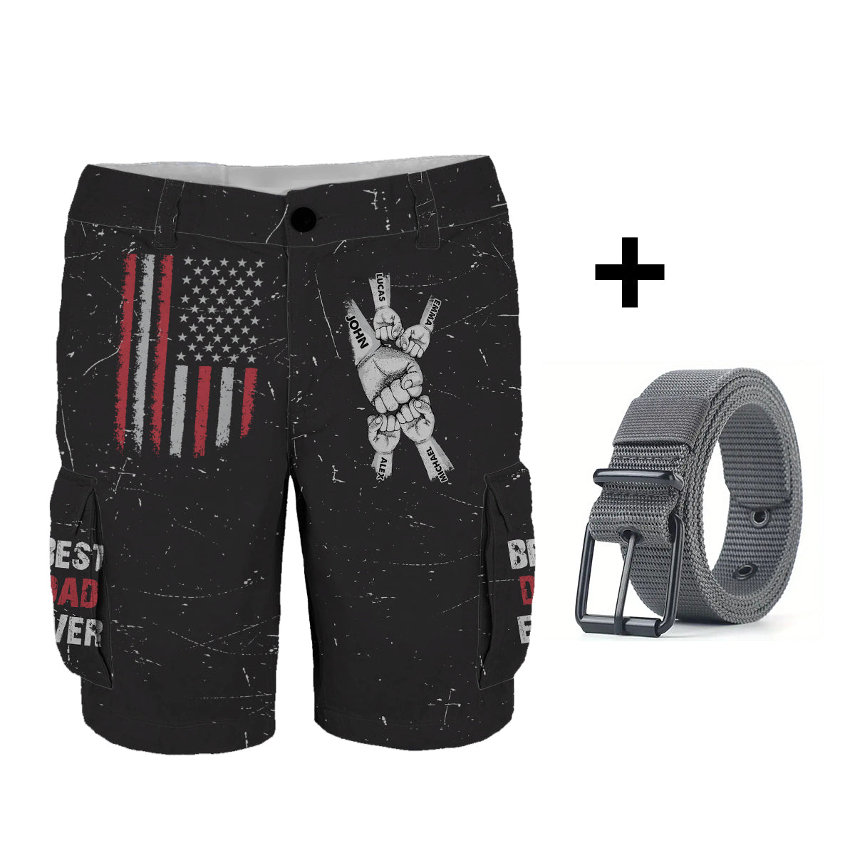 Best Dad Ever - Personalized Father Cargo Shorts With Belt