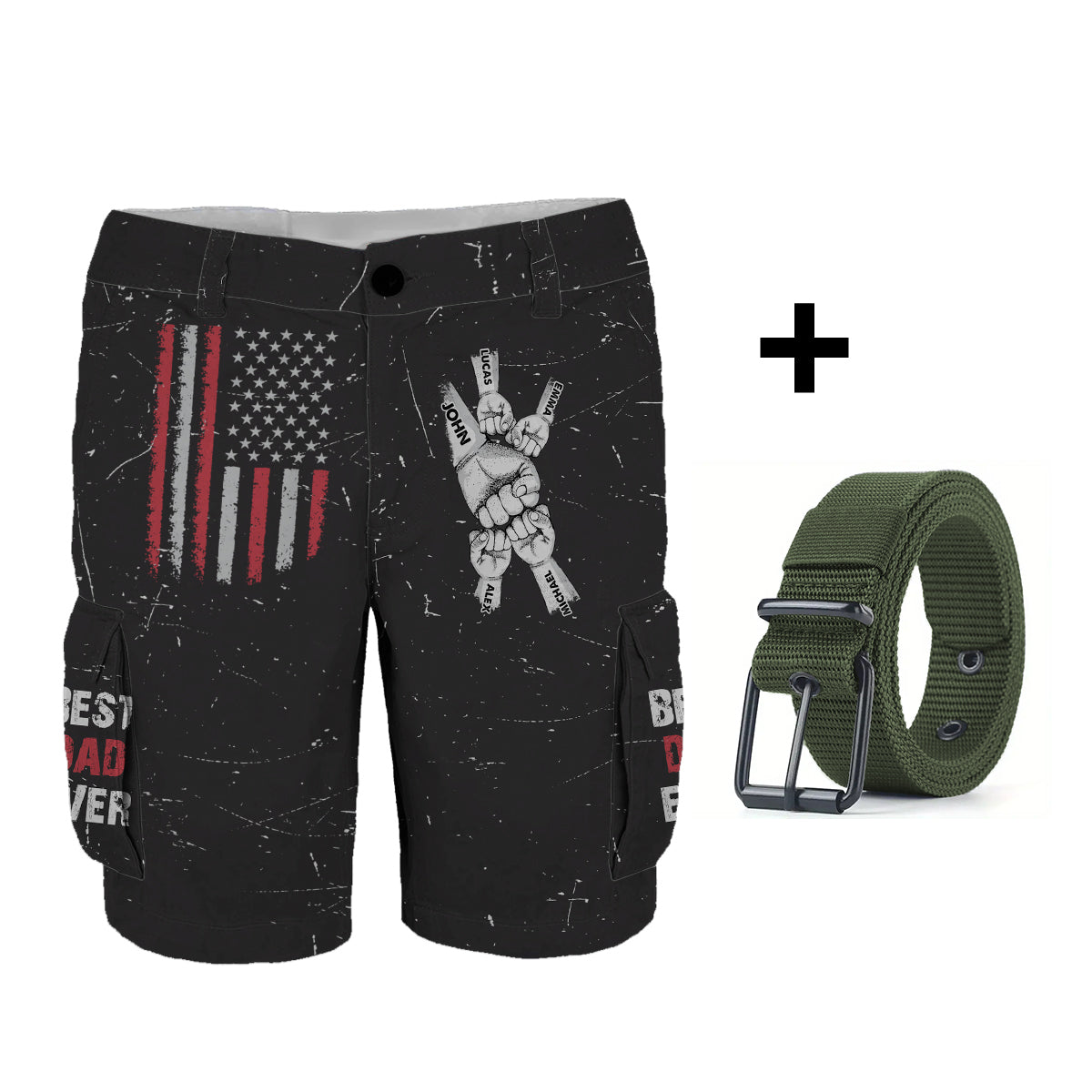 Best Dad Ever - Personalized Father Cargo Shorts With Belt