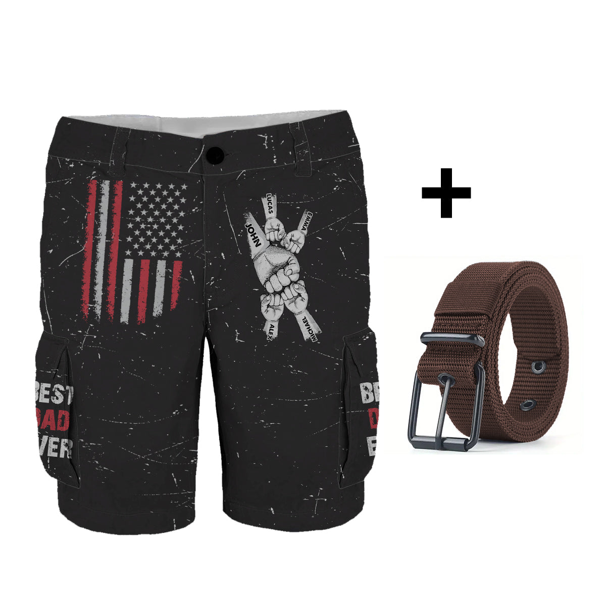 Best Dad Ever - Personalized Father Cargo Shorts With Belt