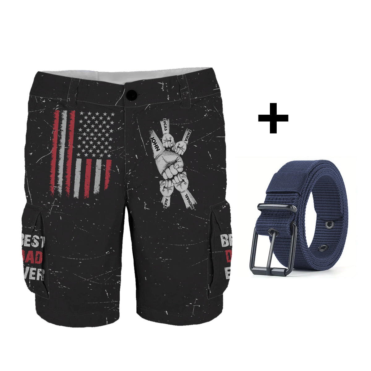 Best Dad Ever - Personalized Father Cargo Shorts With Belt