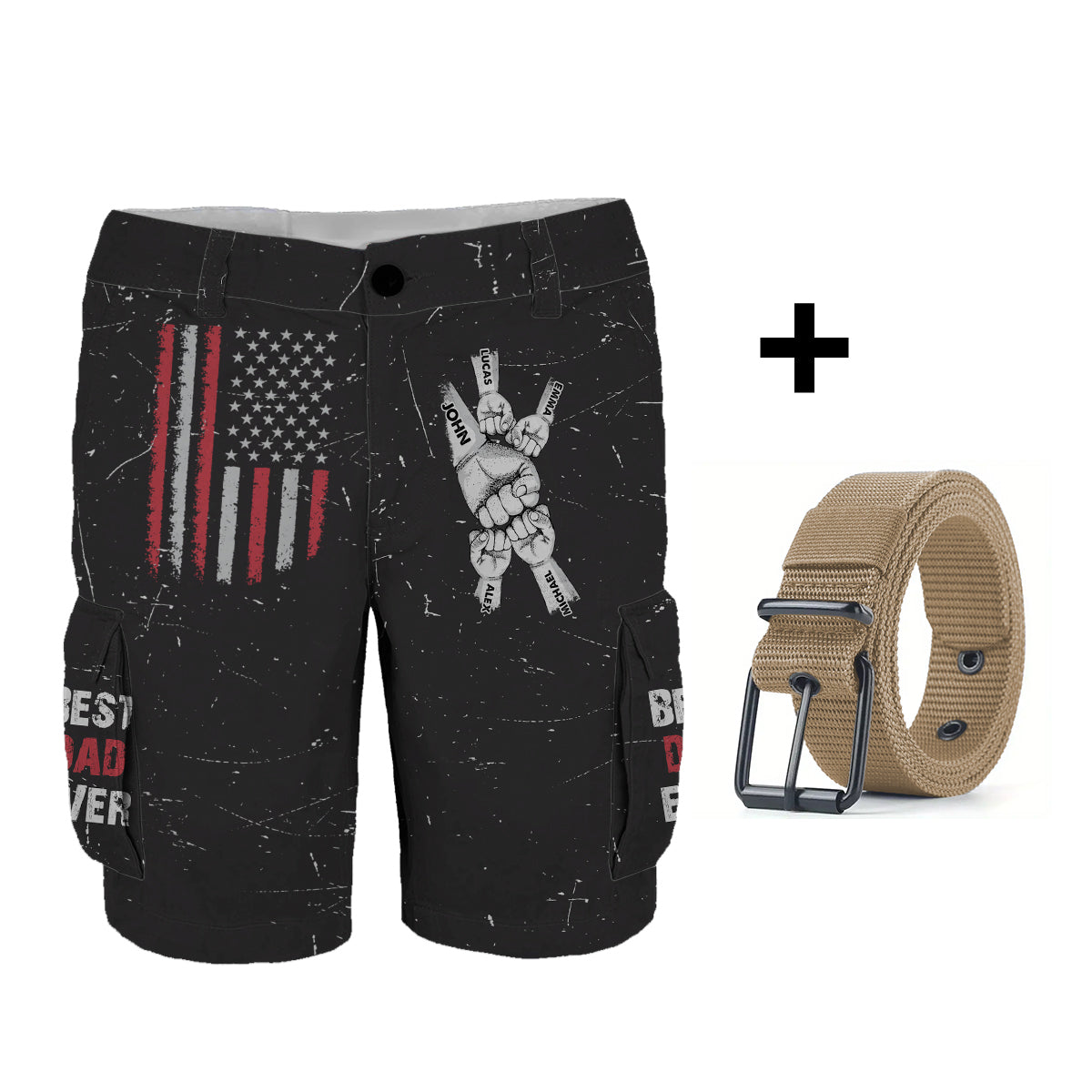 Best Dad Ever - Personalized Father Cargo Shorts With Belt
