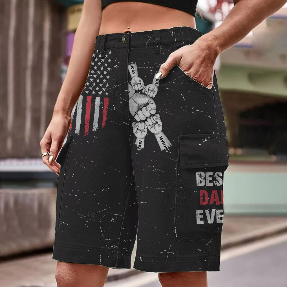 Best Dad Ever - Personalized Father Cargo Shorts With Belt