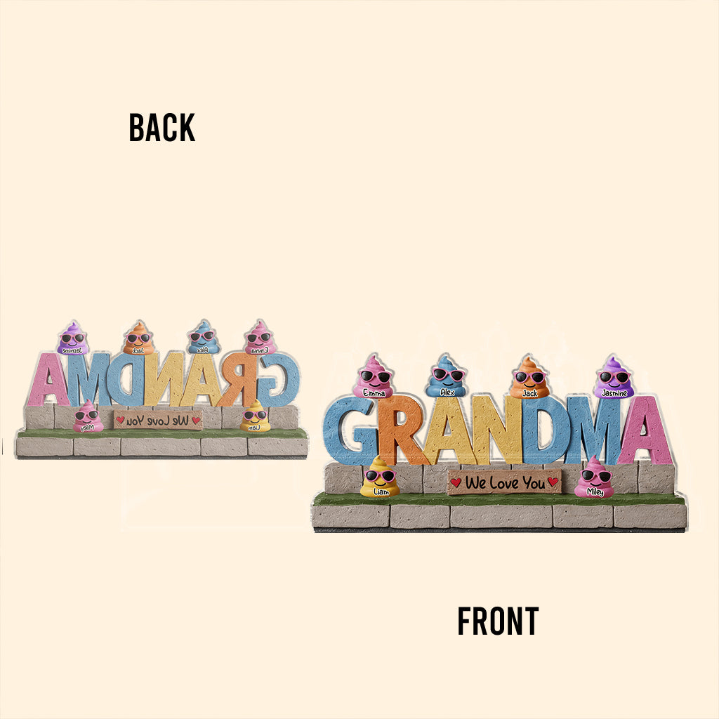 Grandma's Little Shits - Personalized Grandma Custom Shaped Acrylic Plaque