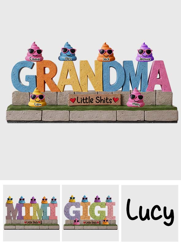 Grandma's Little Shits - Personalized Grandma Custom Shaped Acrylic Plaque
