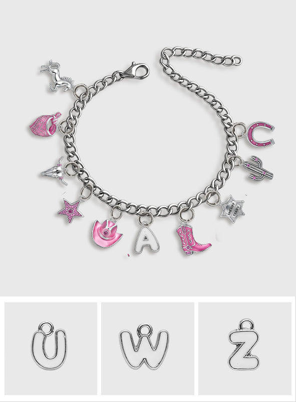 Cadeau pour les cowgirls - Bracelet de cowgirl personnalisé avec breloques
