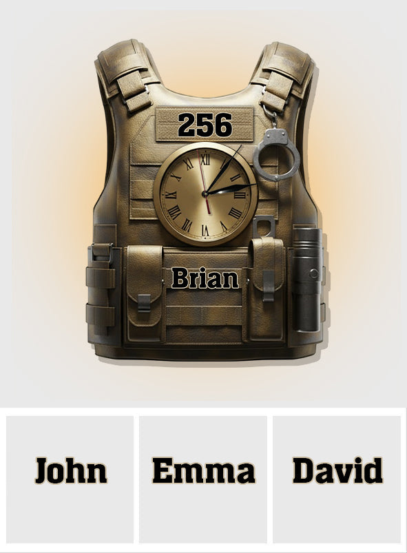 Servir et protéger - Horloge murale lumineuse LED personnalisée pour policiers