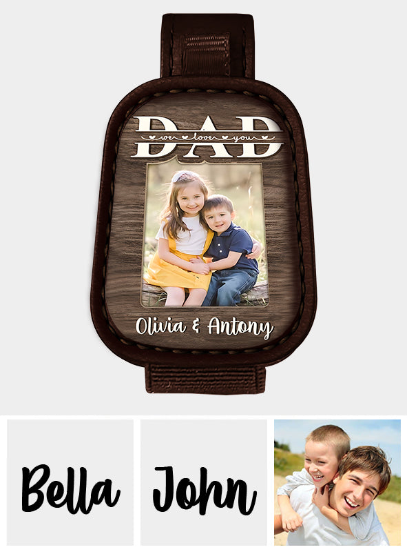 Dad We Love You Custom Photo - Personalized Father Sunglasses Holder Car Visor Clip