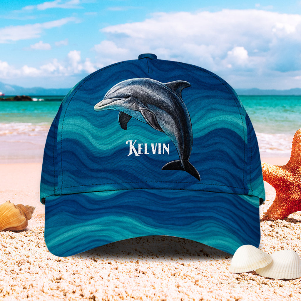 Dolphin And Wave - Personalized Dolphin Classic Cap