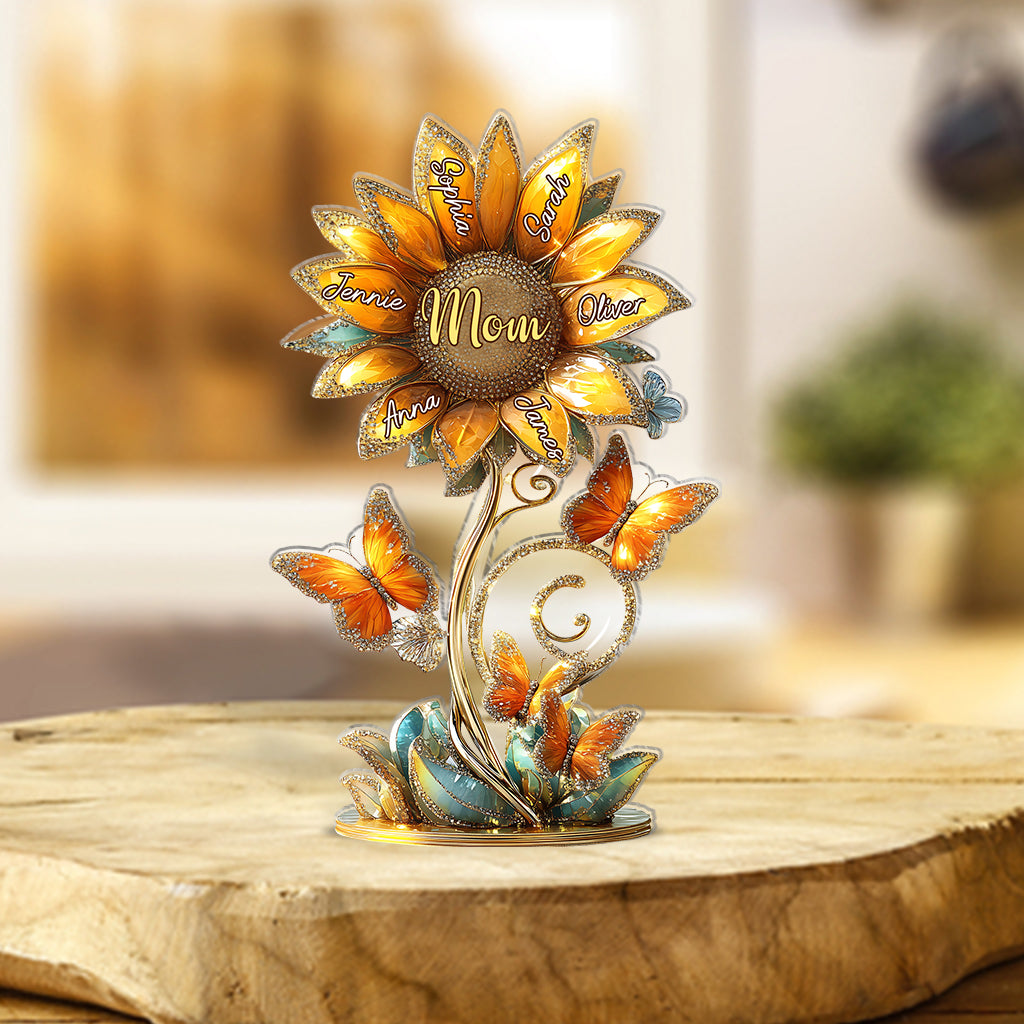 Beautiful Sunflower Gift For Mom, Grandma - Personalized Mother Custom Shaped Acrylic Plaque