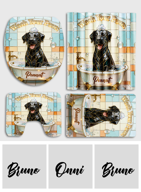 Wash Your Paw - Personalized Dog Bathroom Curtain & Mats Set