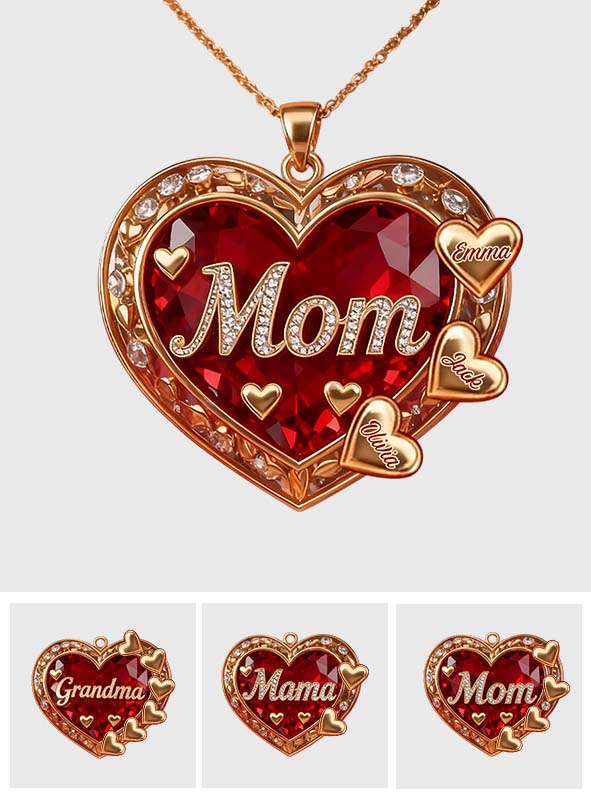 We Love You Mom - Personalized Mother Shaped Metal Pendant Necklace