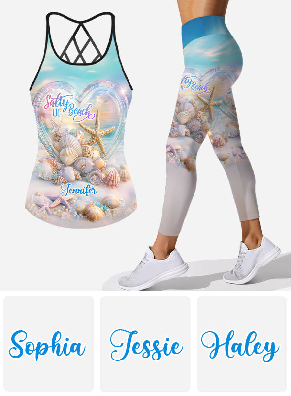 Salty Lil Beach - Personalized Sea Lover Cross Tank Top and Leggings