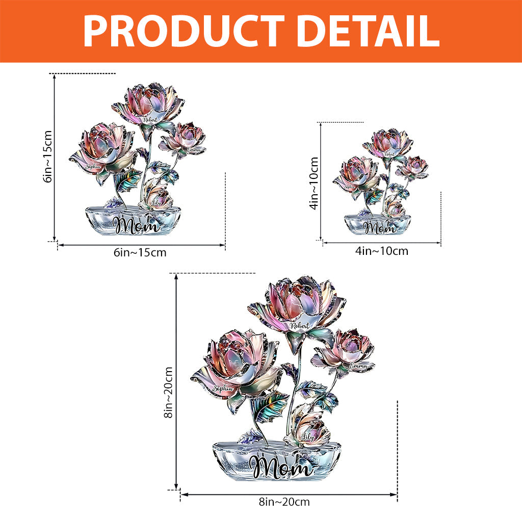 Flowers For Mom Grandma - Personalized Mother Custom Shaped Acrylic Plaque