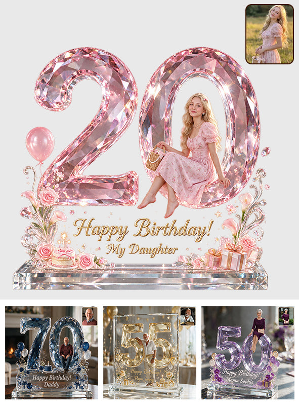 Custom Age Birthday Gift - Personalized Birthday 2-Side Printed Acrylic Plaque