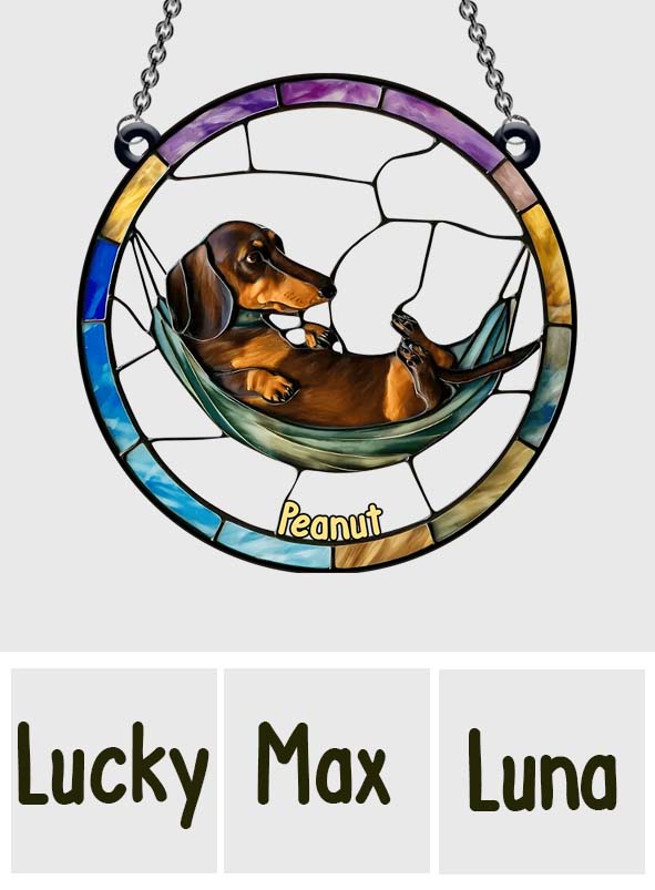 Adorable teckel - Décoration attrape-soleil personnalisée à suspendre à la fenêtre