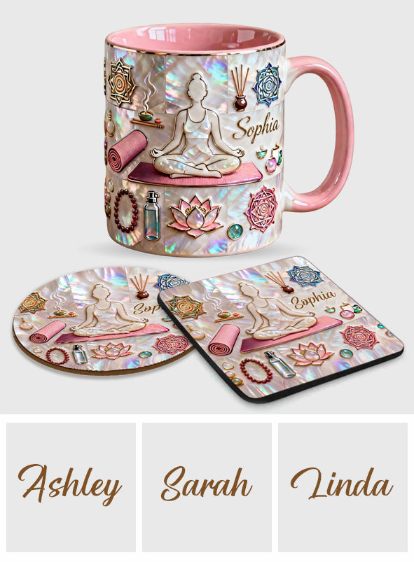 Peace Love Yoga - Personalized Yoga Accent Mug & Coaster