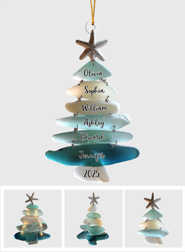 Family Sea Glass Christmas Tree - Personalized Family Ornament