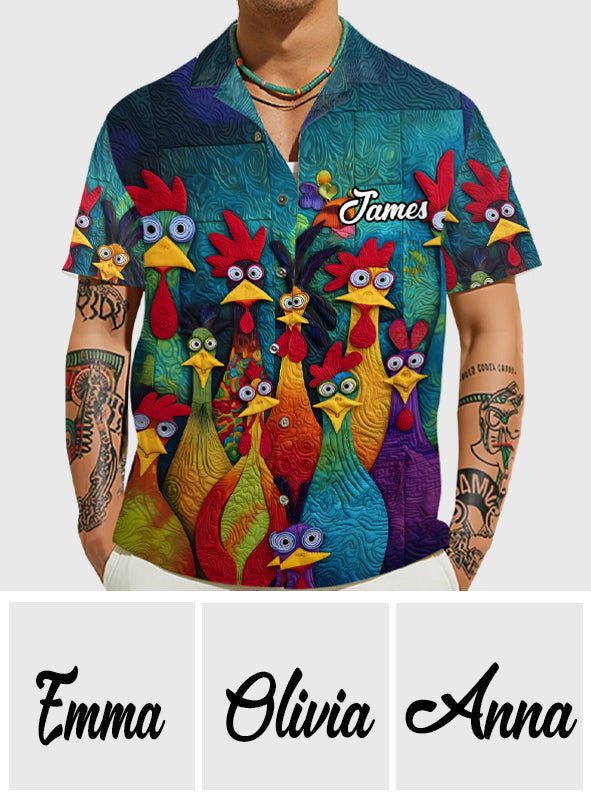Whimsical Chicken Funny - Personalized Chicken Hawaiian Shirt