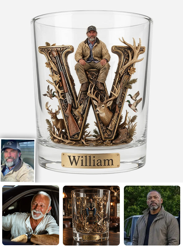 Personalisierter Jagd-Whiskeyglas mit Initialen