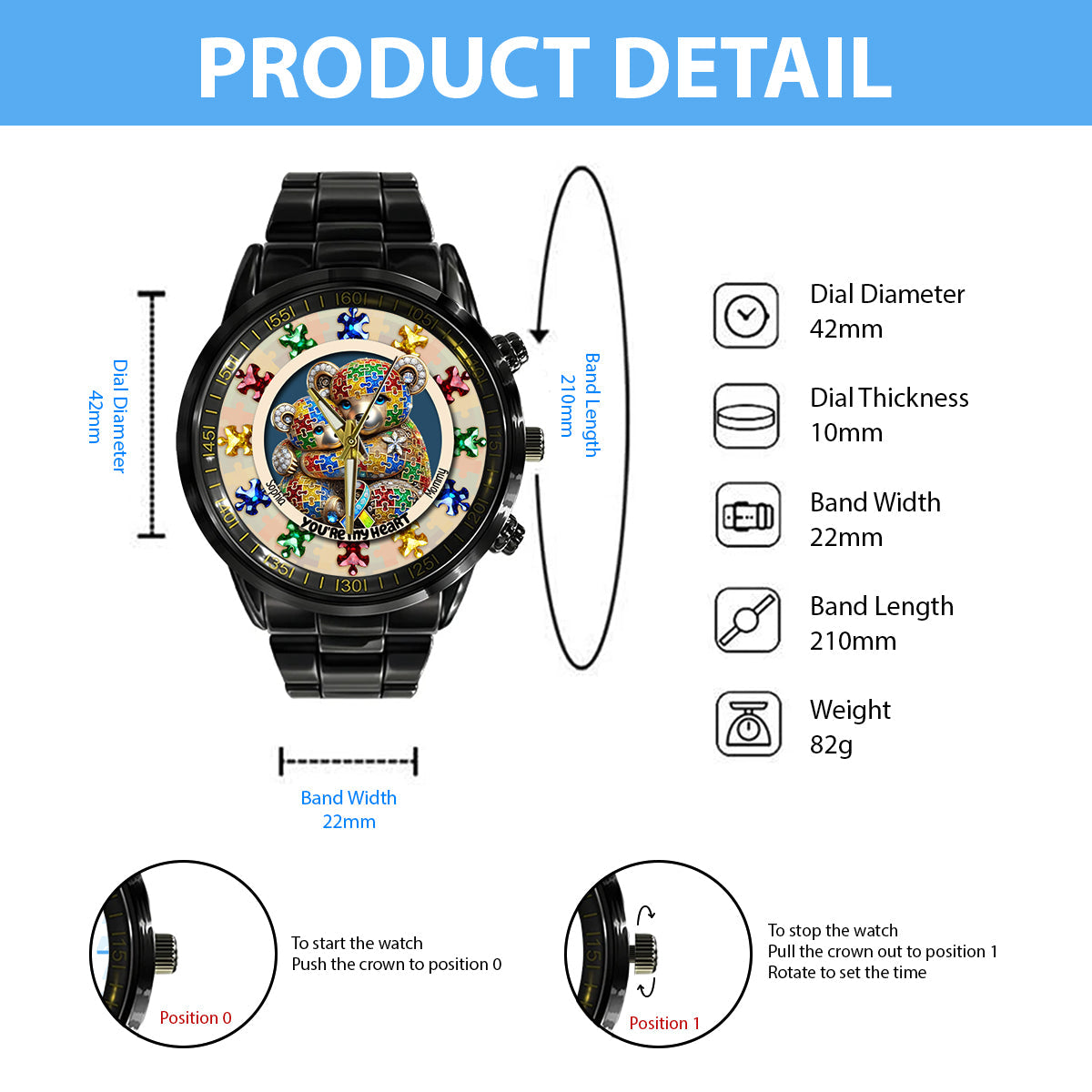 You Are My Heart - Personalized Autism Awareness Hand Watch