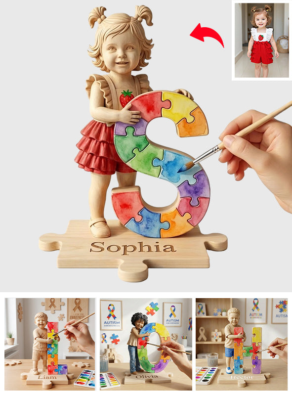 Autism Awareness Coloring - Personalized Autism Awareness Custom Shaped Wood Plaque