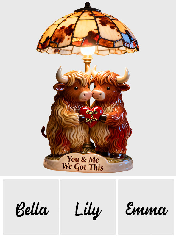 Du und ich, wir schaffen das – Personalisierte LED-Nachtleuchte aus Acryl mit Hochlandkuhmotiv