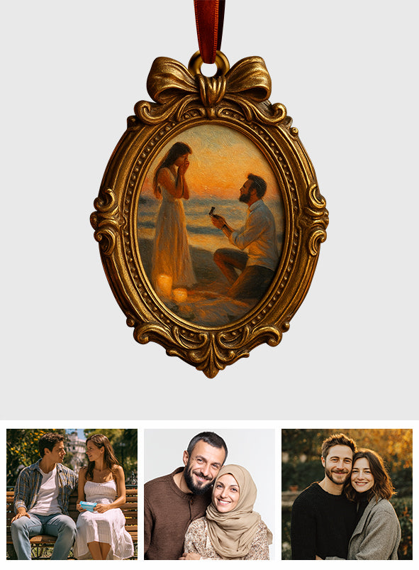 Elegant Family, Couple Portrait Ornament - Personalized Couple Ornament