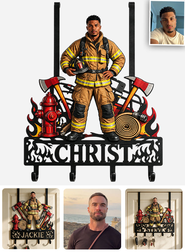 With Great Responsibility - Personalized Firefighter Metal Door Hooks