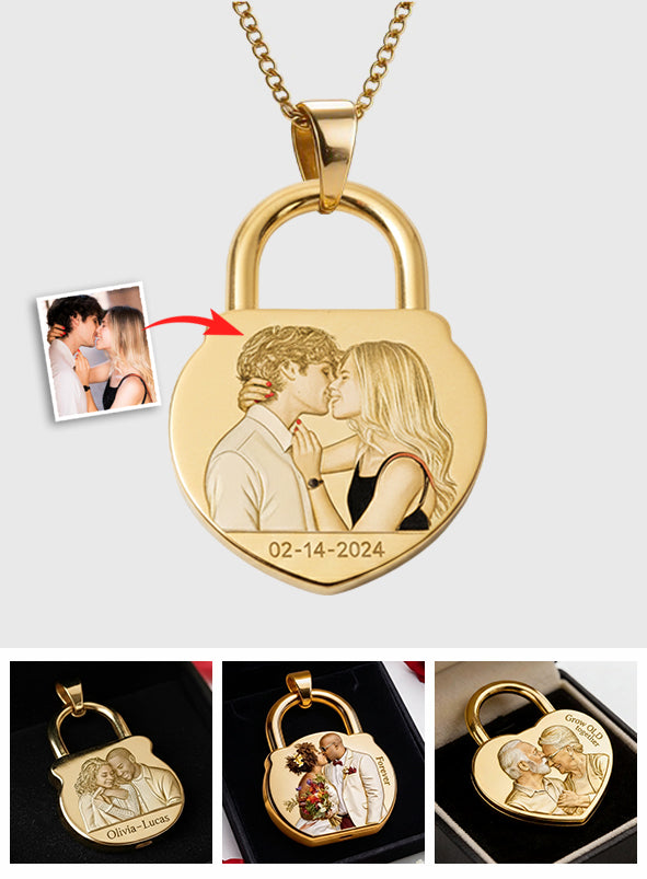 Love locks - Personalized Couple Shaped Metal Pendant Necklace