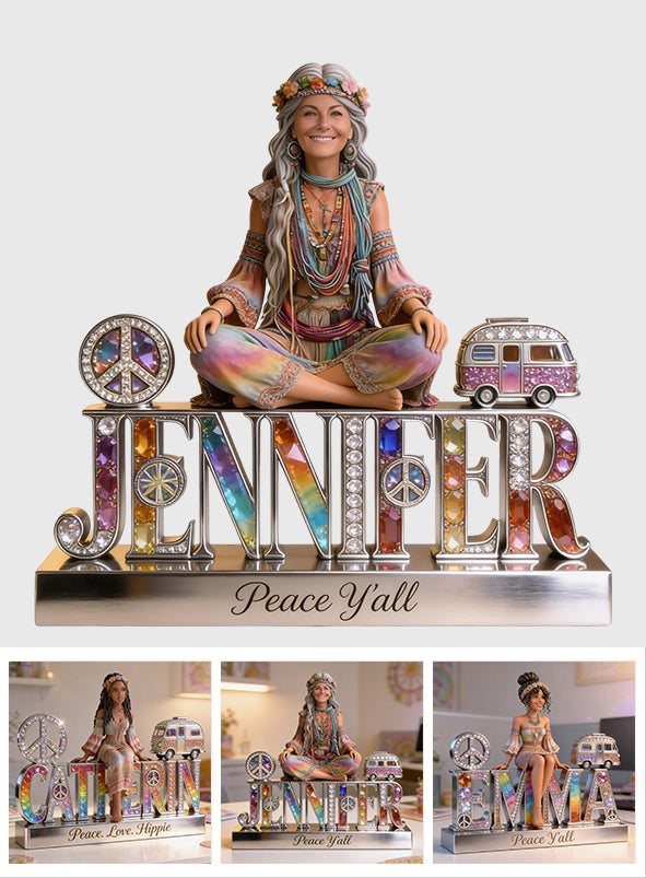Hippie Souls - Personalisierte Hippie Acrylplakette in Sonderform