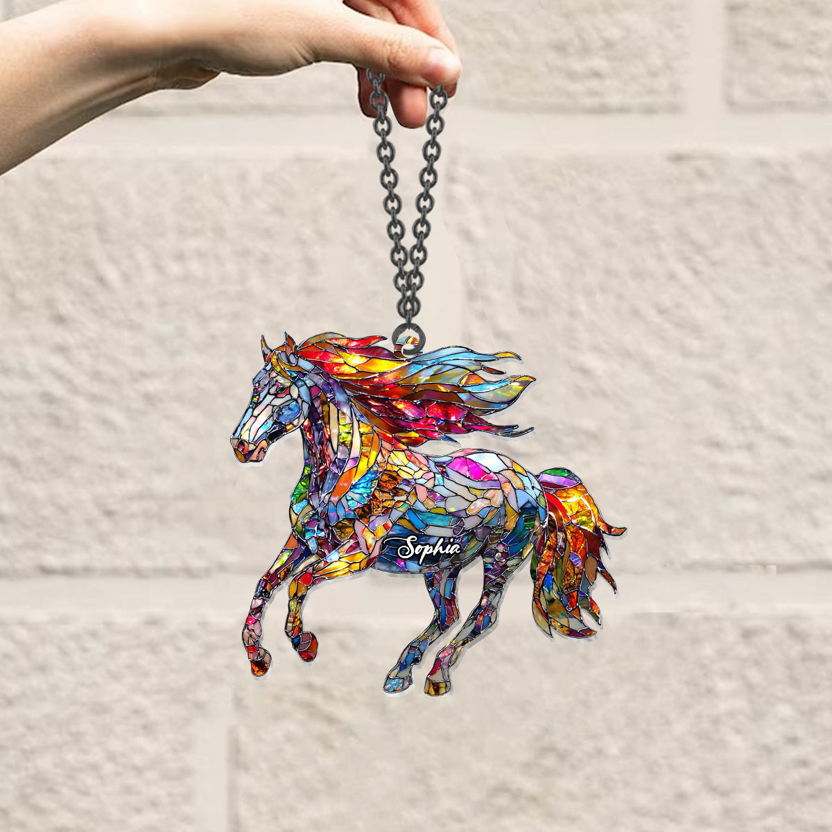 A Horse Loves Freedom - Personalized Horse Window Hanging Suncatcher Ornament