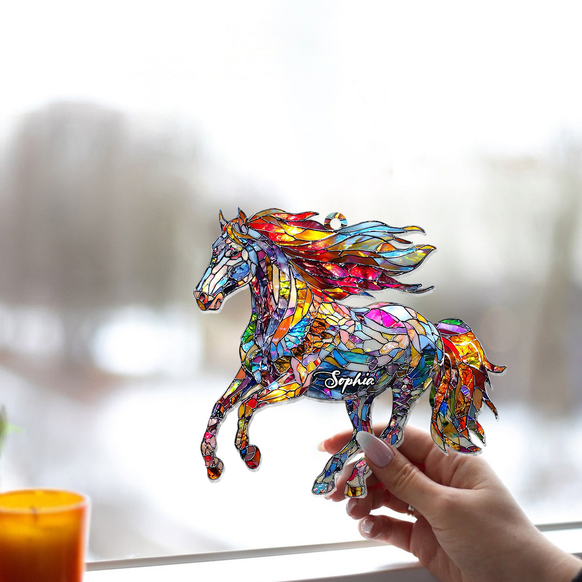 A Horse Loves Freedom - Personalized Horse Window Hanging Suncatcher Ornament
