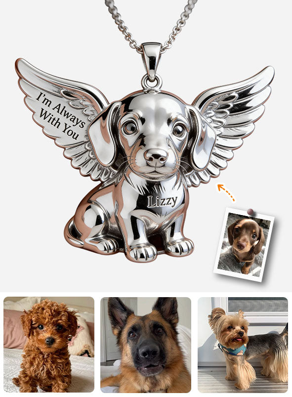 Love My Dog - Personalized Dog Shaped Metal Pendant Necklace