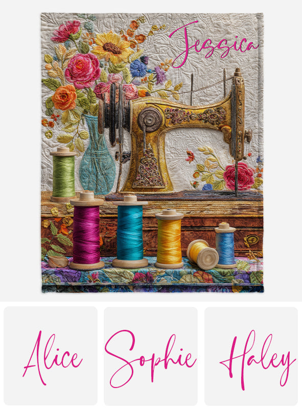 Vintage Sewing Machine - Personalized Sewing Blanket