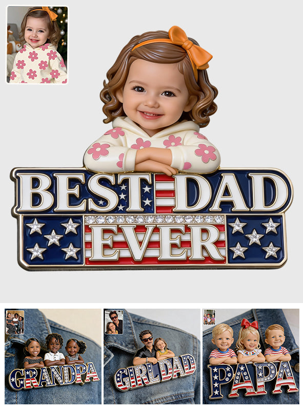 Patriotischer Papa - Personalisierte 3D-Prägung Emaille-Anstecknadel