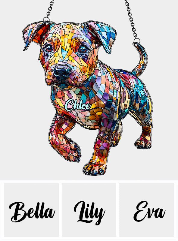 J'adore les pitbulls - Décoration attrape-soleil personnalisée à suspendre à la fenêtre, motif pitbull
