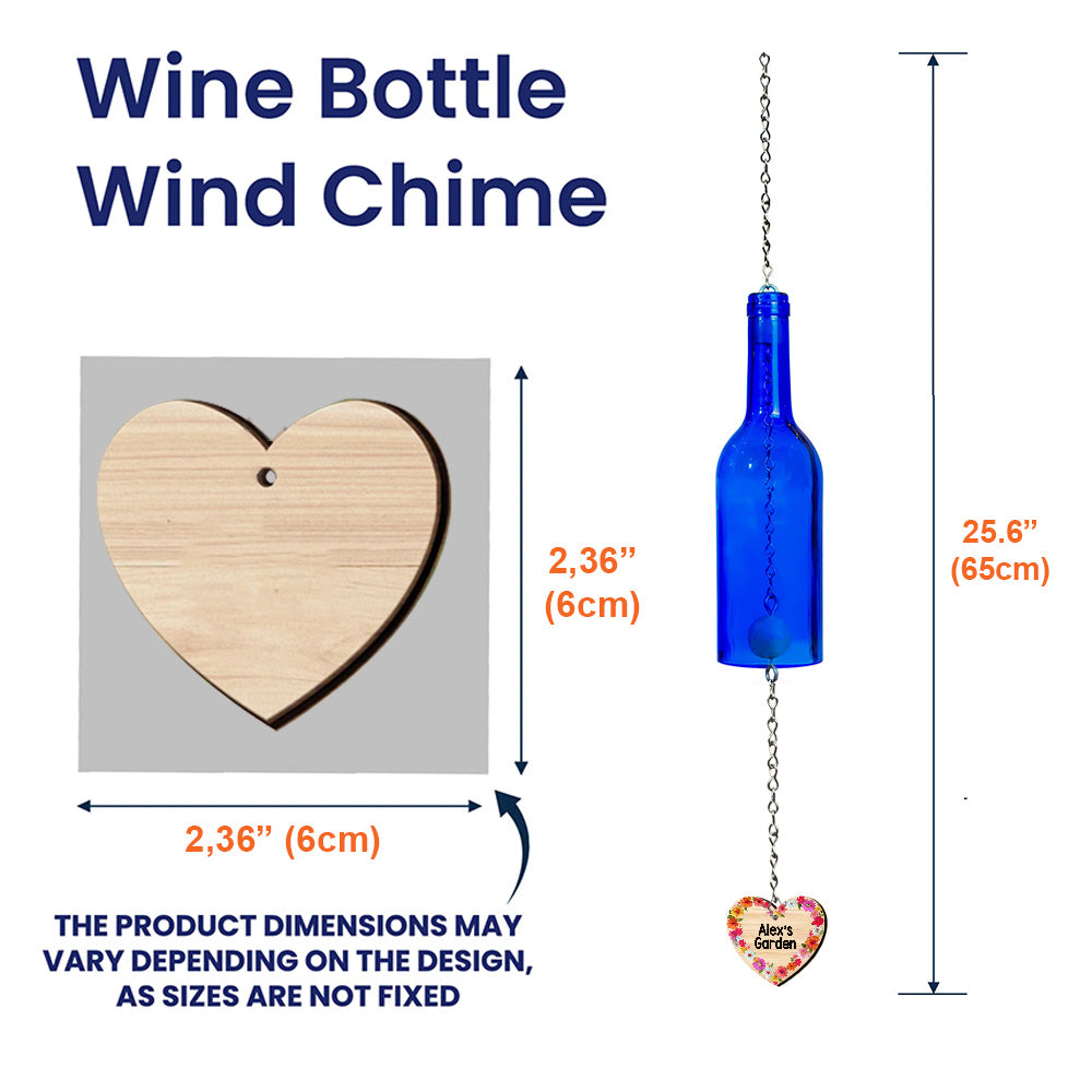 Love Gardening - Personalized Gardening Wine Bottle Wind Chime