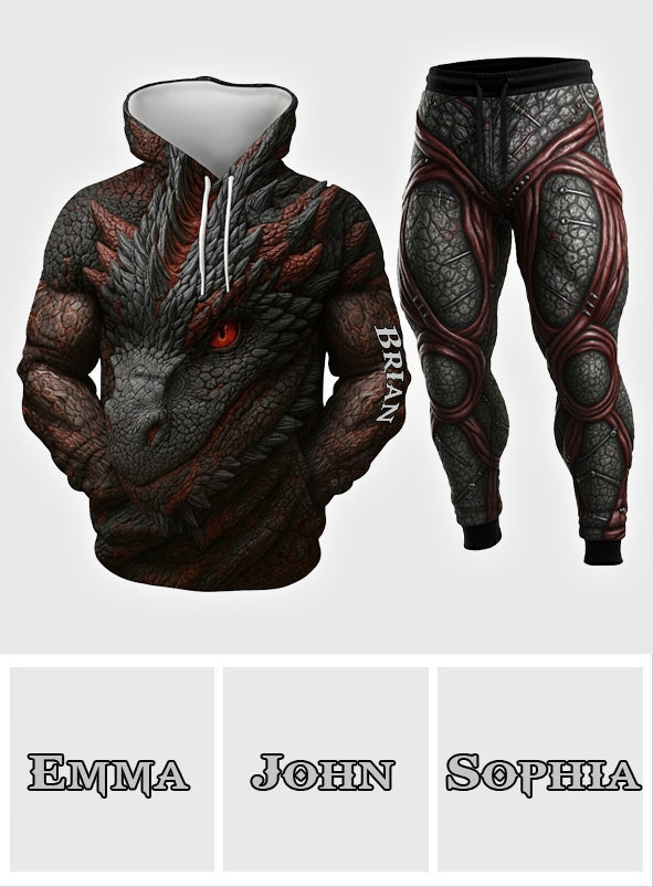 Cadeau pour les amoureux des dragons - Sweat à capuche et pantalon de survêtement personnalisés avec un dragon
