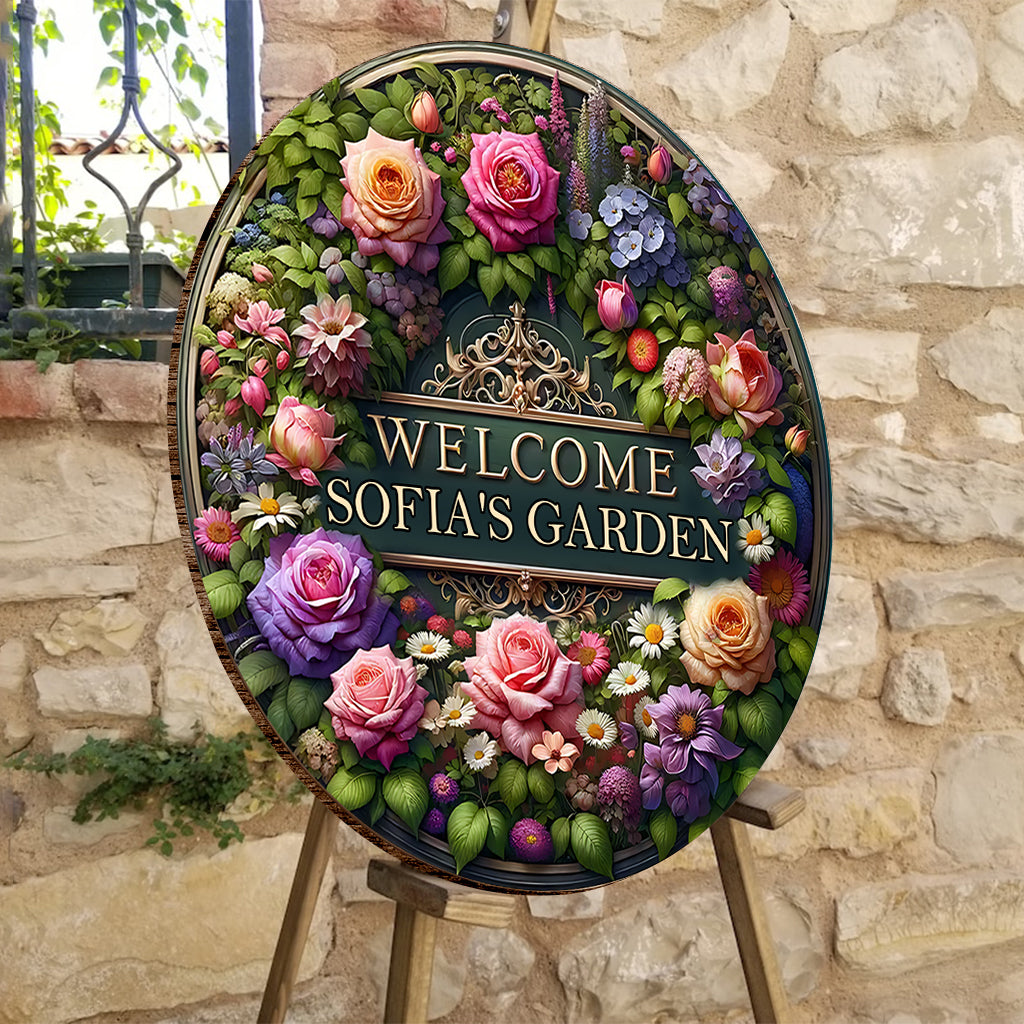 Welcome To My Garden - Personalized Gardening Round Wood Sign
