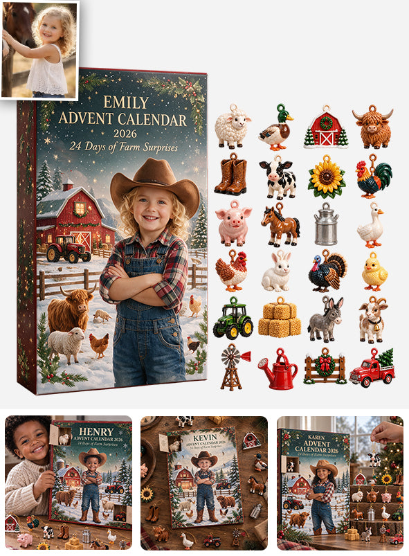 24 Days of Farm Surprises - Personalized Farmer Advent Calendar With 3D Collectibles