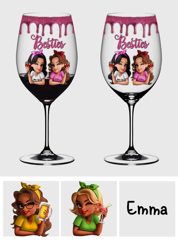 Bestie Tipsy - Personalized Bestie Wine Glass With Long Stem