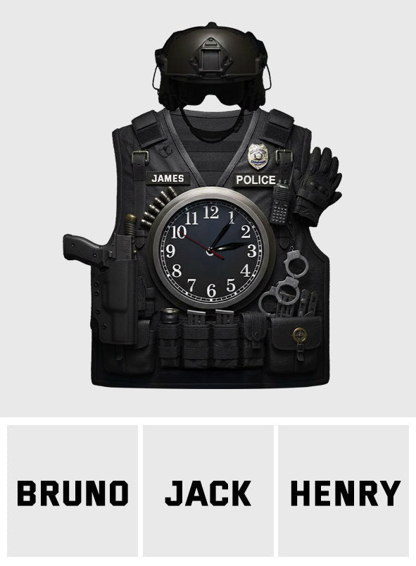 Dienen und Schützen – Personalisierte LED-Wanduhr im Polizei-Look