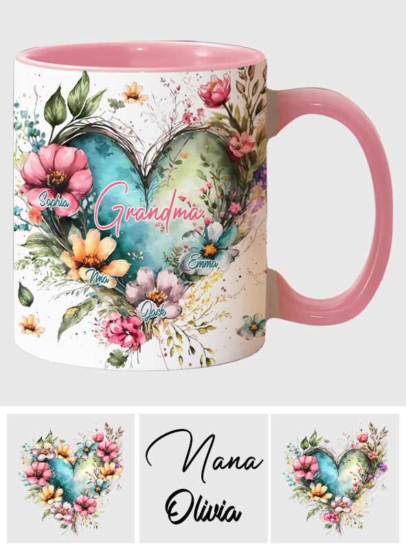 Les fleurs de la maman de grand-mère - Mug personnalisé « Grand-mère »