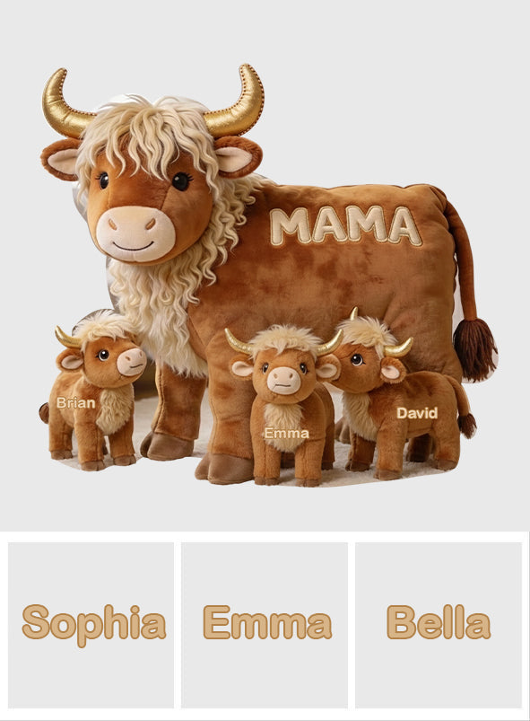 Cadeau « Maman Vache » pour maman/grand-mère - Coussin personnalisé en fausse fourrure en forme de grand-mère