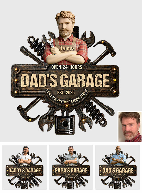 Vaters Garage - Personalisierte Metalltafel für Väter