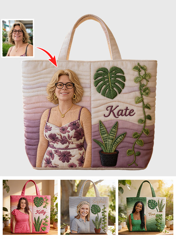 Custom Any Photo Love Plants - Personalized Gardening Quilted Tote Bag