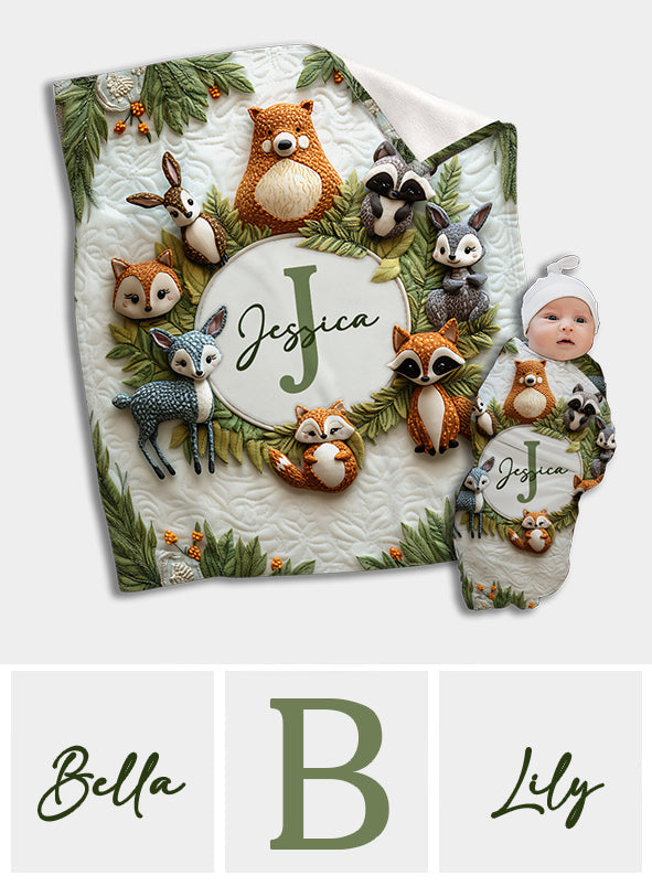 Cute Animals Baby Blanket - Personalized Newborn Blanket